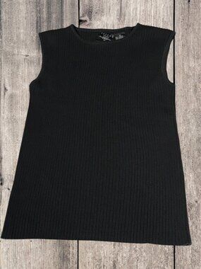Tailor B. Moss Black Textured Sleeveless Tank Top Shirt Women's Size M